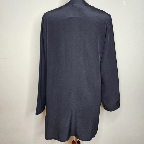 Diane Gilman Black Silk Floral Button Down Tunic Top Size Small - Picture 4 of 10